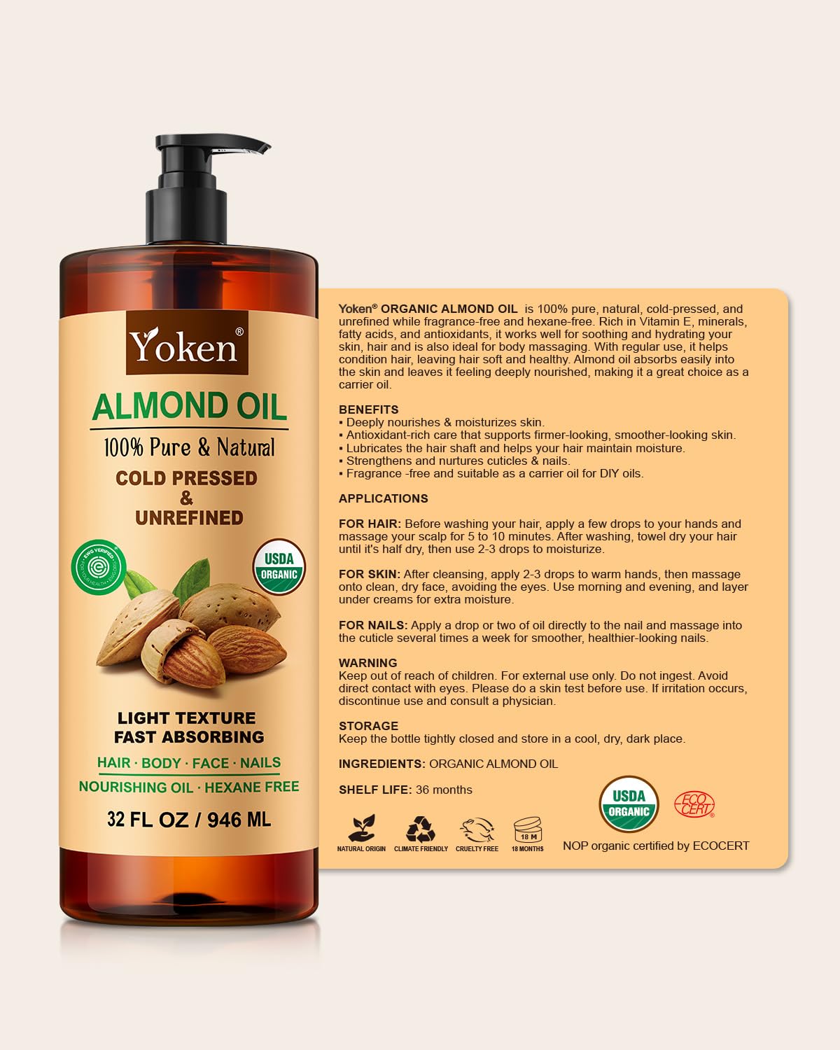 Yoken almond oil on bathroom counter suggesting everyday skincare routine