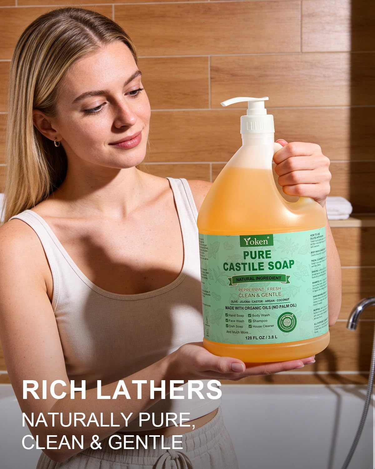 Yoken set beside shower items as body wash for gentle skin care