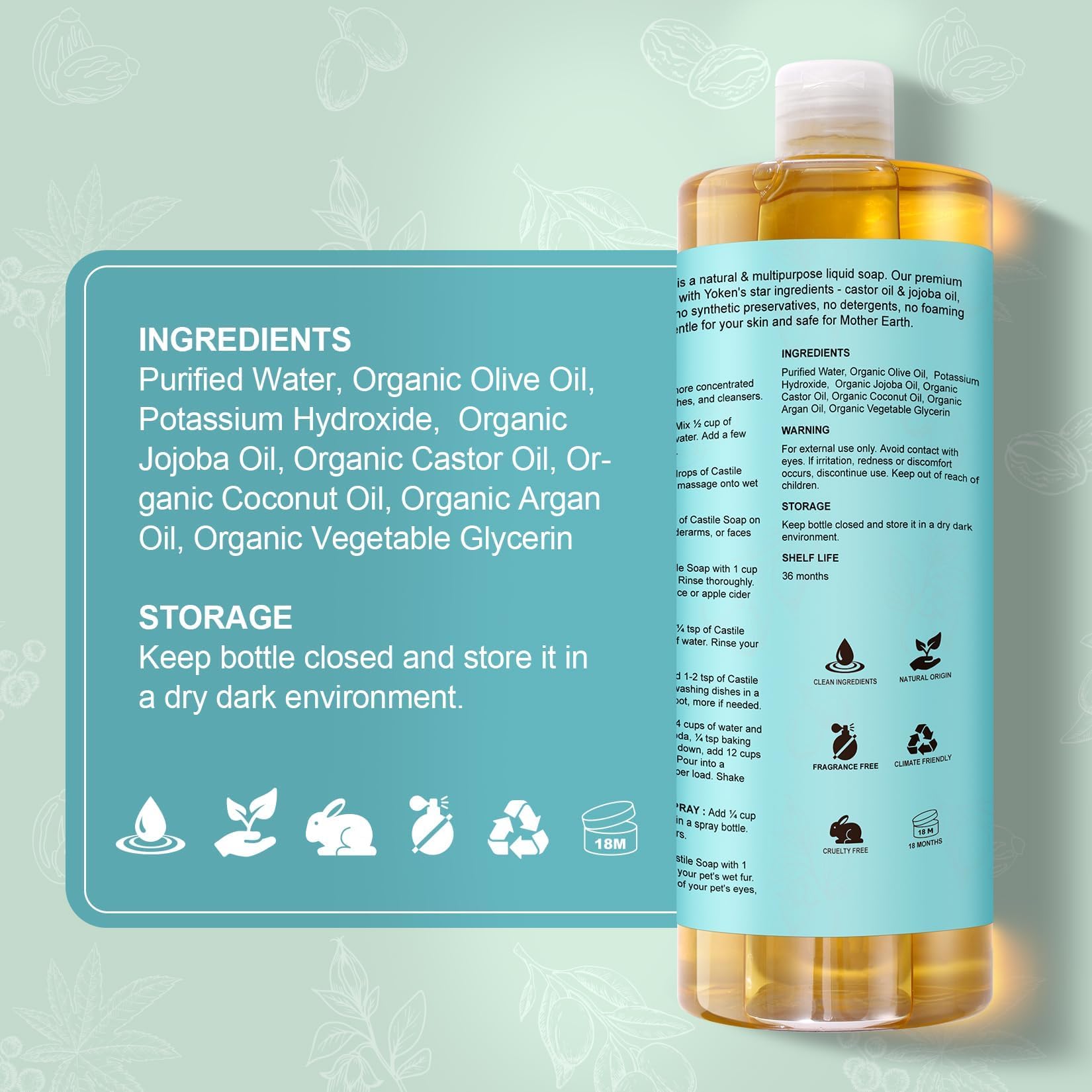 Yoken used as body wash in bathroom setting for gentle care