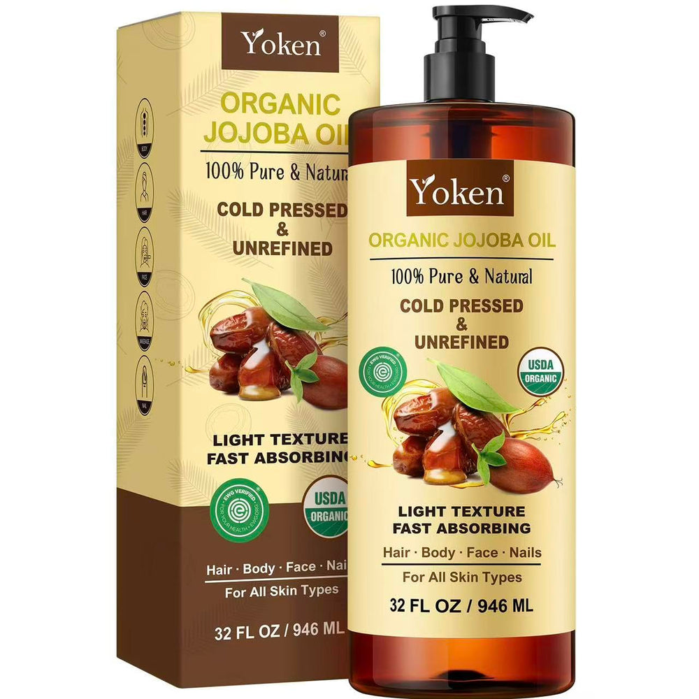 Yoken front packaging in amber bottle showing size and pump benefit