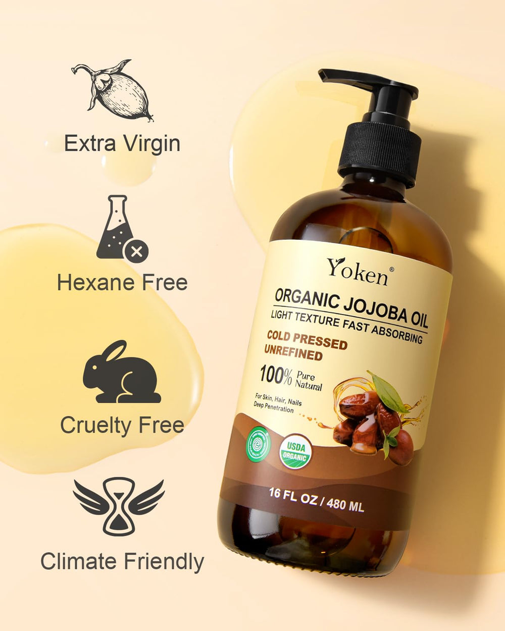 Yoken 16oz bottle held for scale showing large supply and value benefit