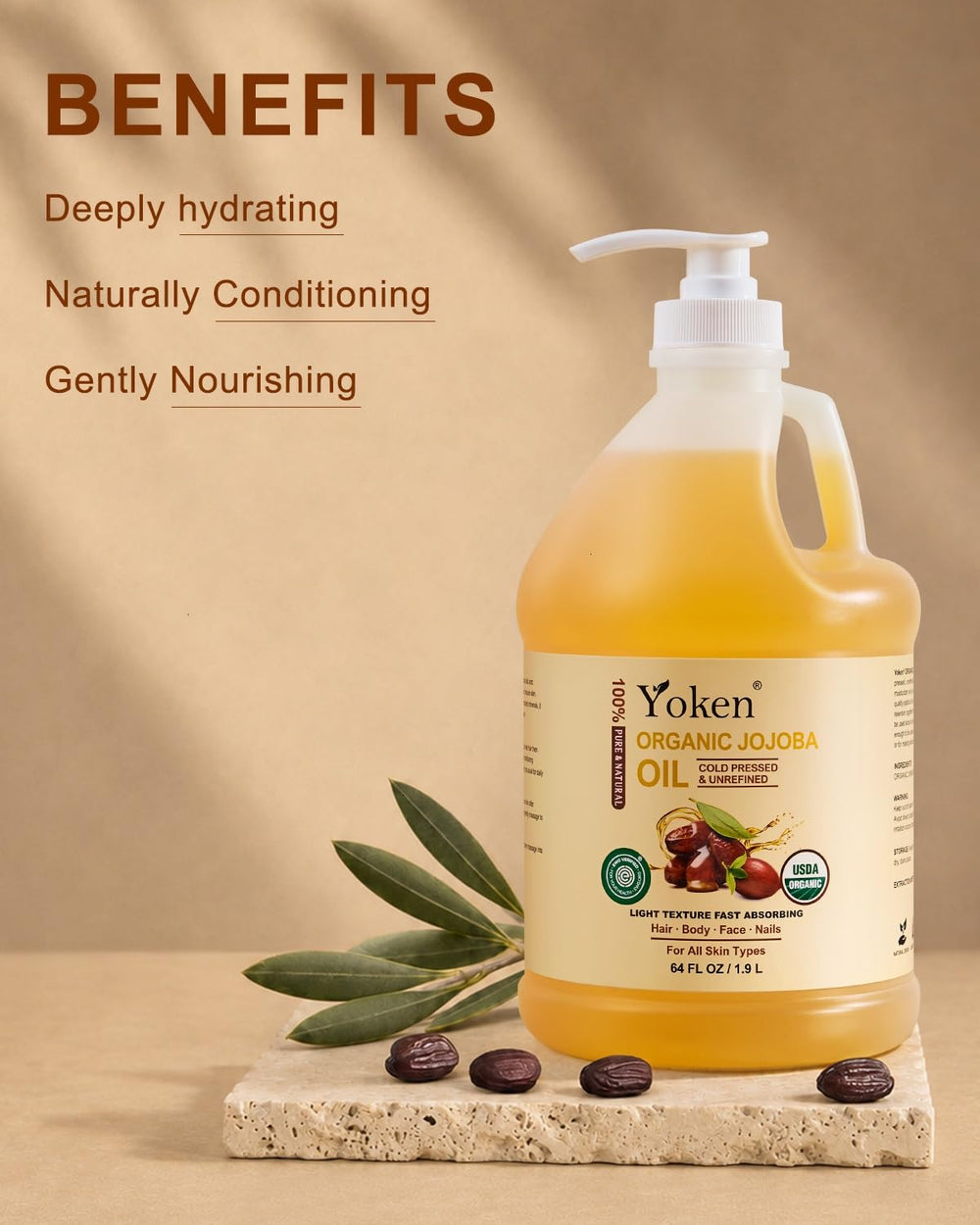 Yoken jojoba oil texture close-up highlighting smooth consistency benefit
