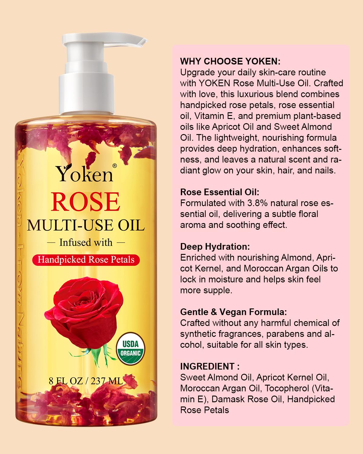 Yoken bottle on bathroom shelf with towel, conveying everyday luxe self-care benefit