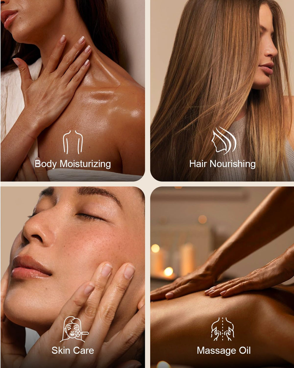 Yoken oil on hands during massage demonstrating smooth glide benefit