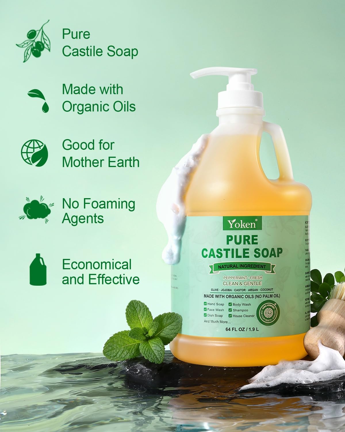 Close-up of Yoken label highlighting EWG verification and organic ingredients