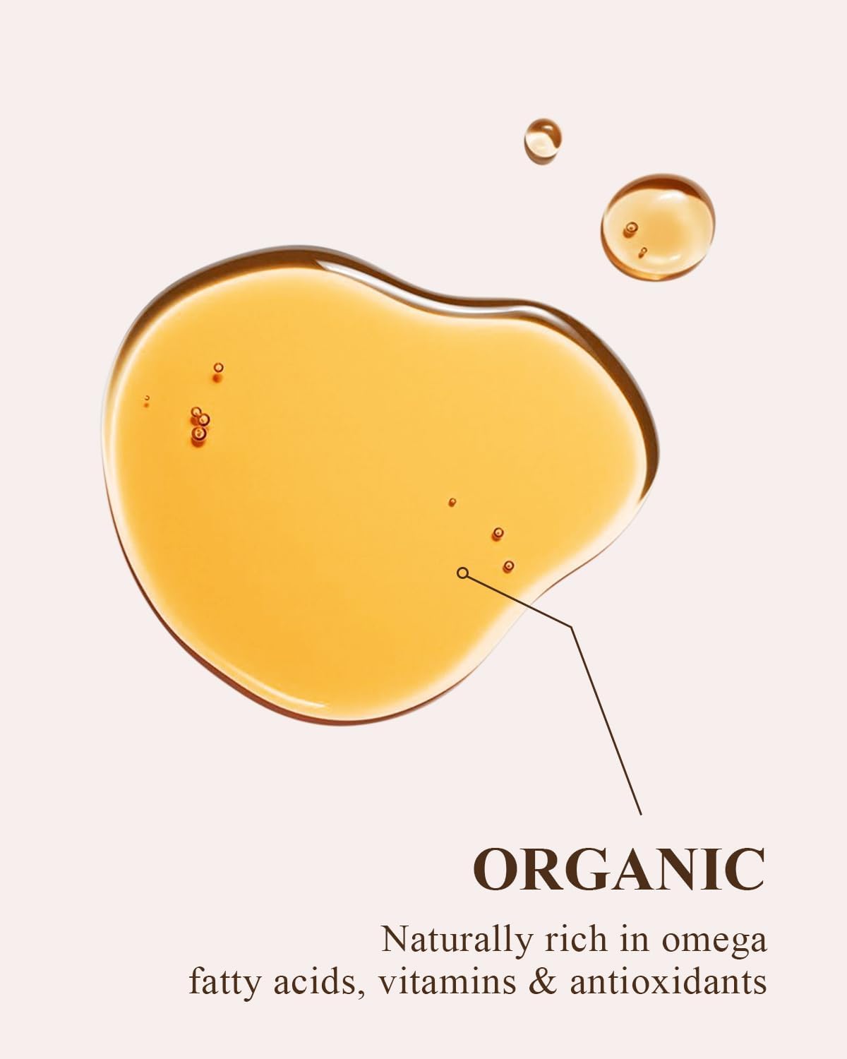 Yoken rosehip oil spread on palm highlighting lightweight absorbency benefit