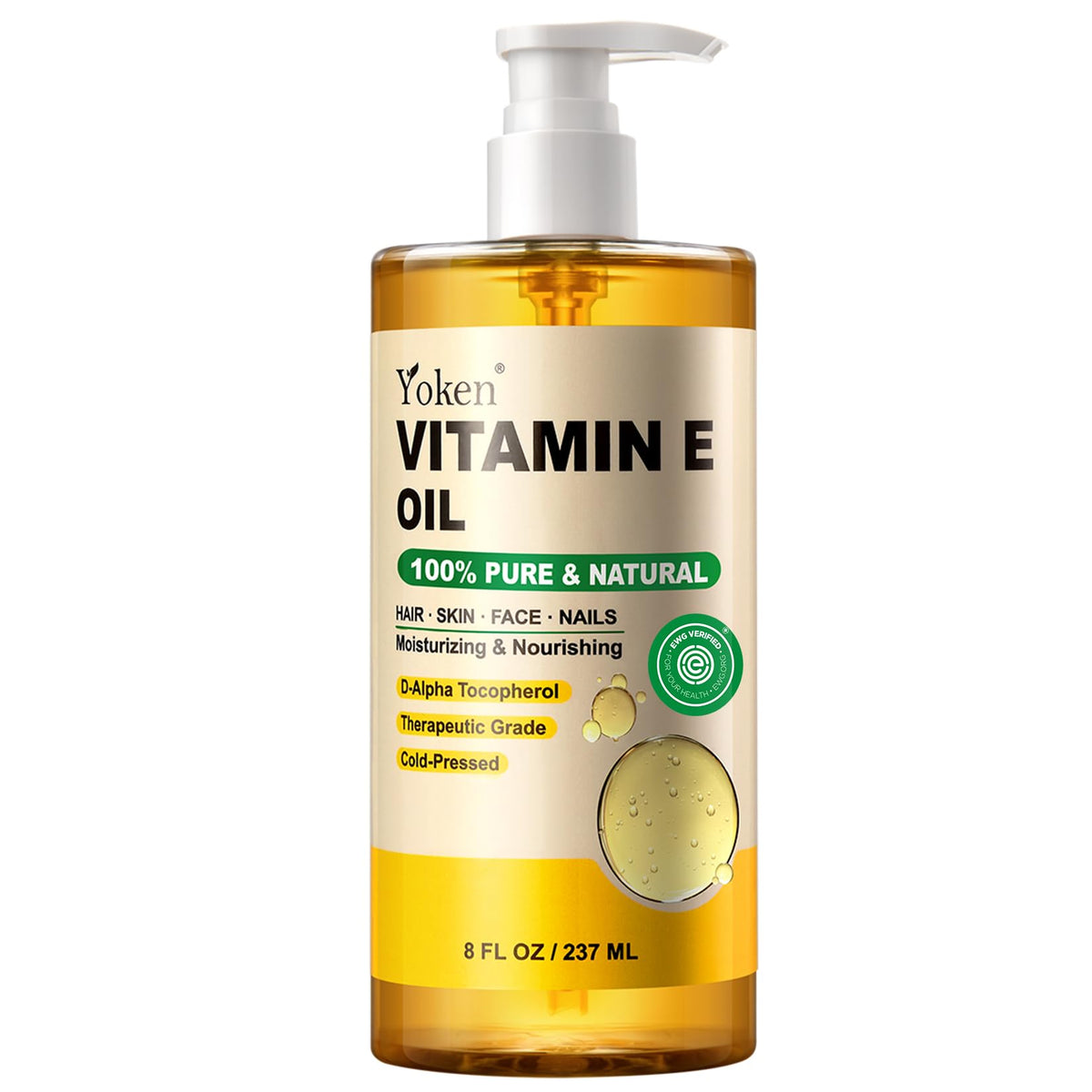 Yoken bottle front label showing 8 oz size and benefits
