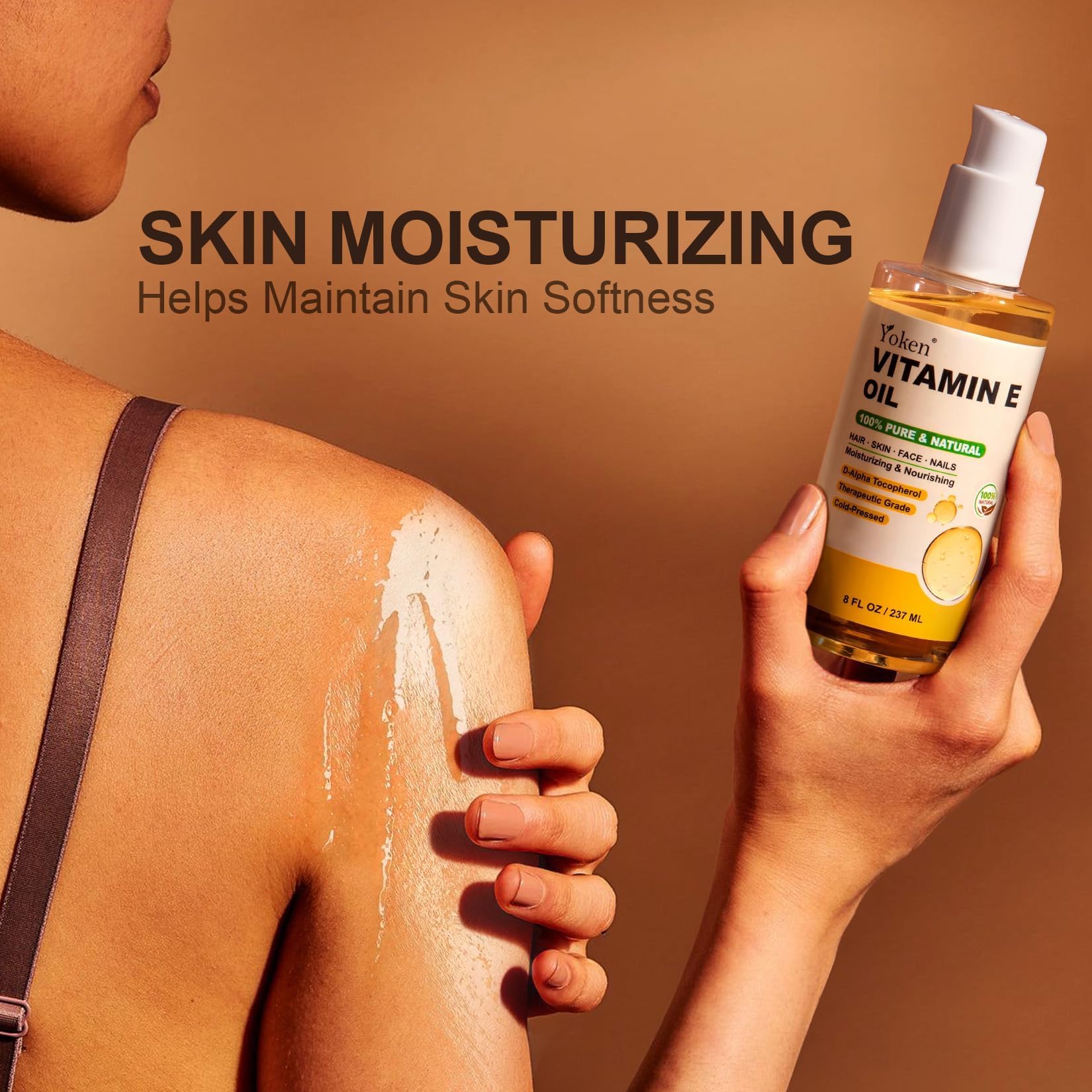 Yoken oil texture drop on skin showing lightweight absorption benefit