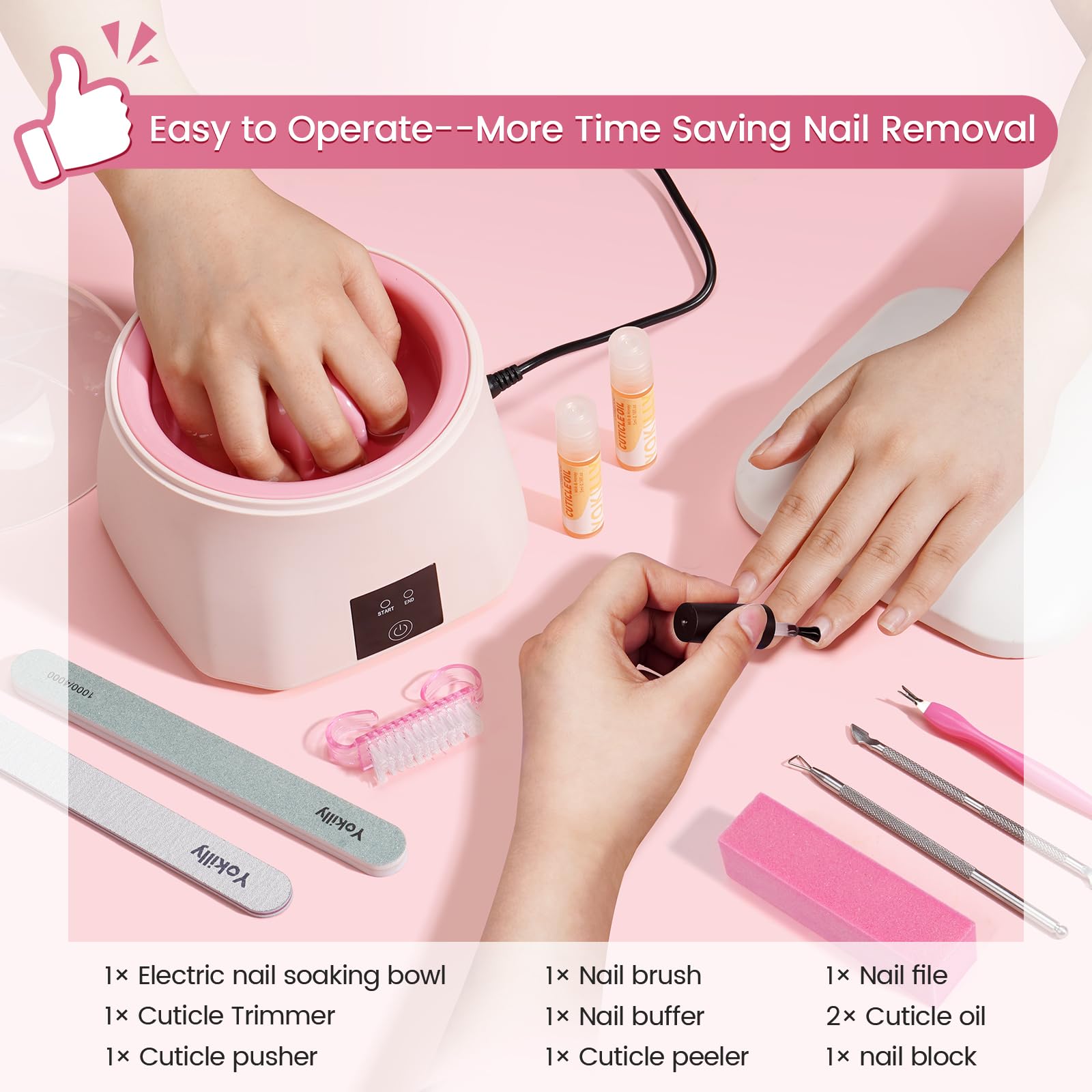 Yokilly hand in bowl during warm soak demonstrating faster product lifting