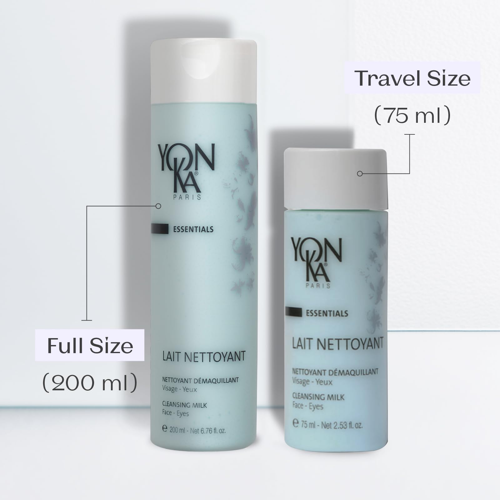 Yonka cleansing milk on fingertips illustrating soft application and hydrating benefit