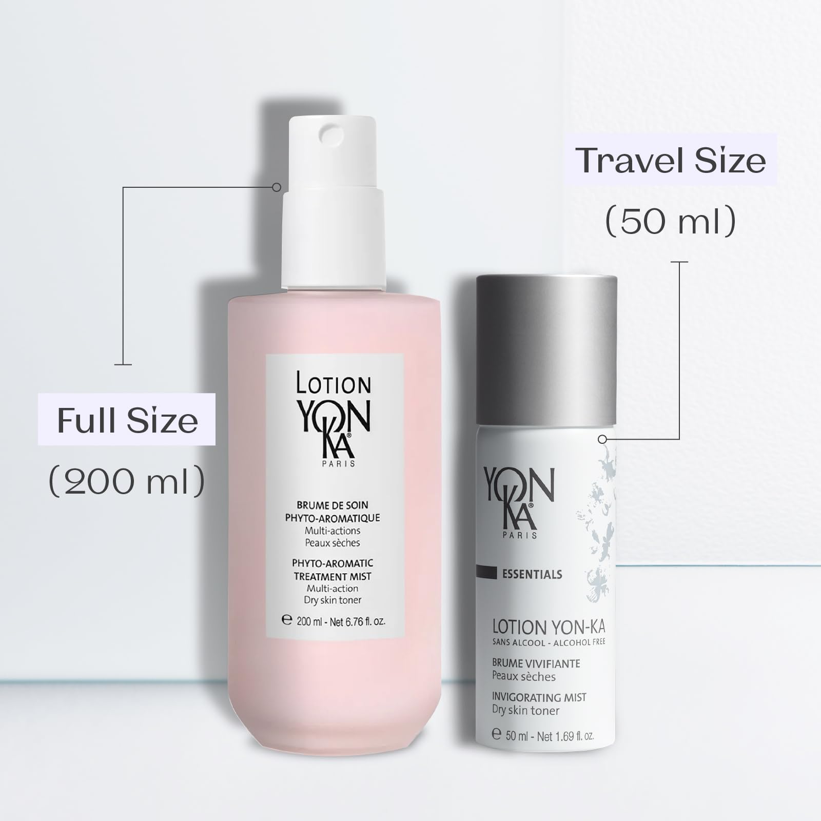 Yonka lifestyle application spraying face to refresh makeup and rehydrate
