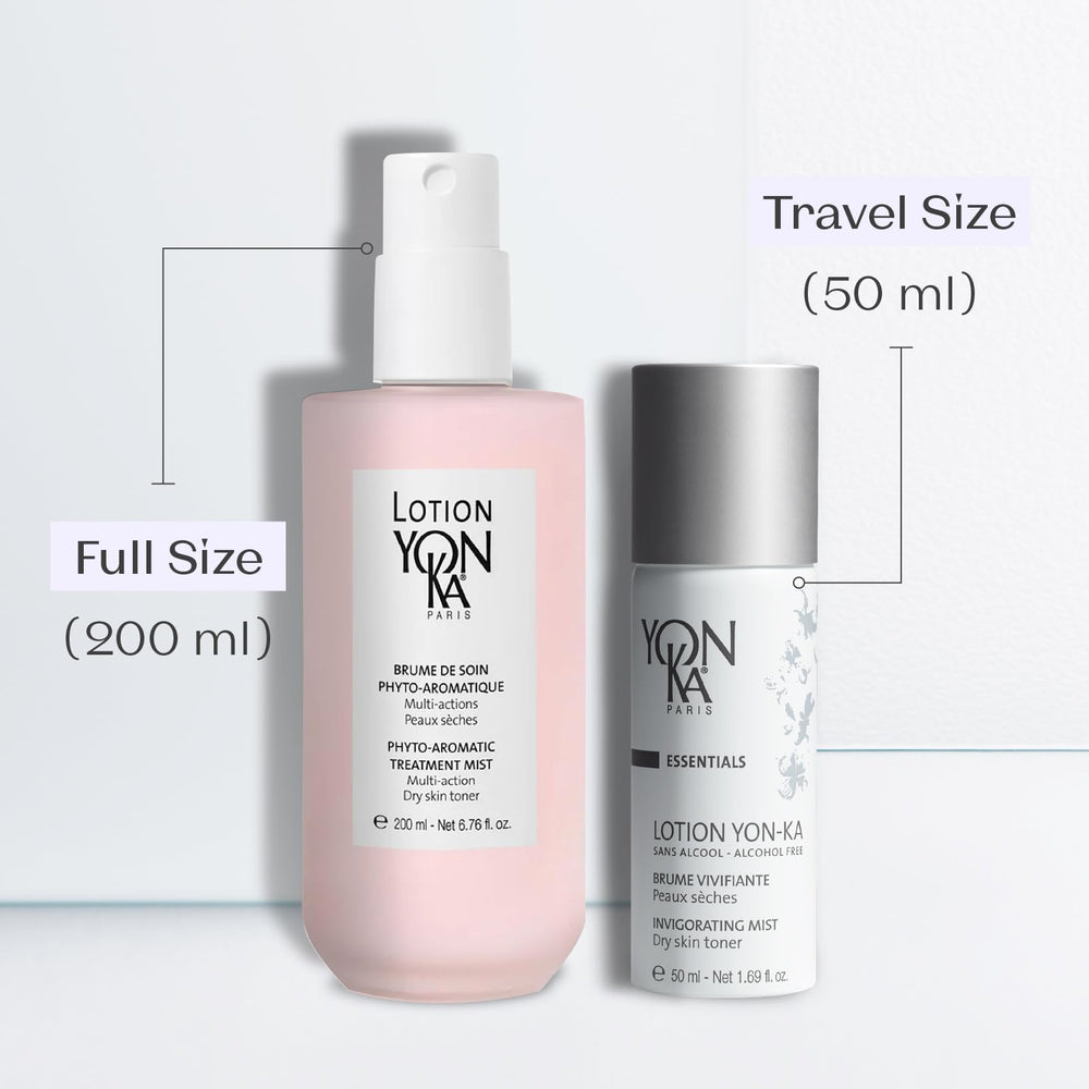 Yonka lifestyle application spraying face to refresh makeup and rehydrate
