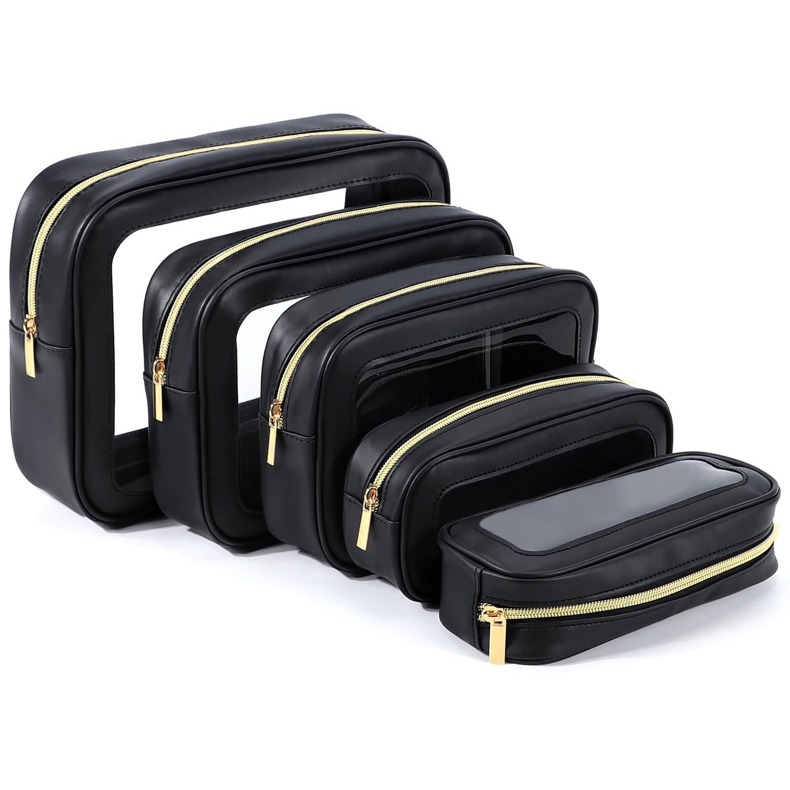 YOPCDJ front view of clear pouch set showing organization benefit