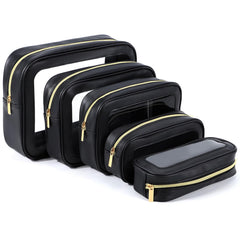 YOPCDJ front view of clear pouch set showing organization benefit