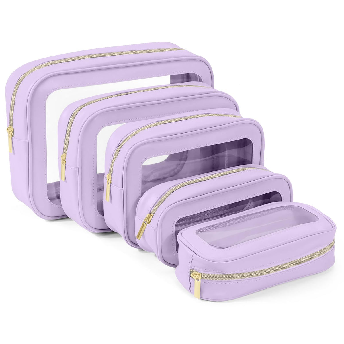 YOPCDJ front view of five-piece clear organizer set shows easy identification and packing benefit