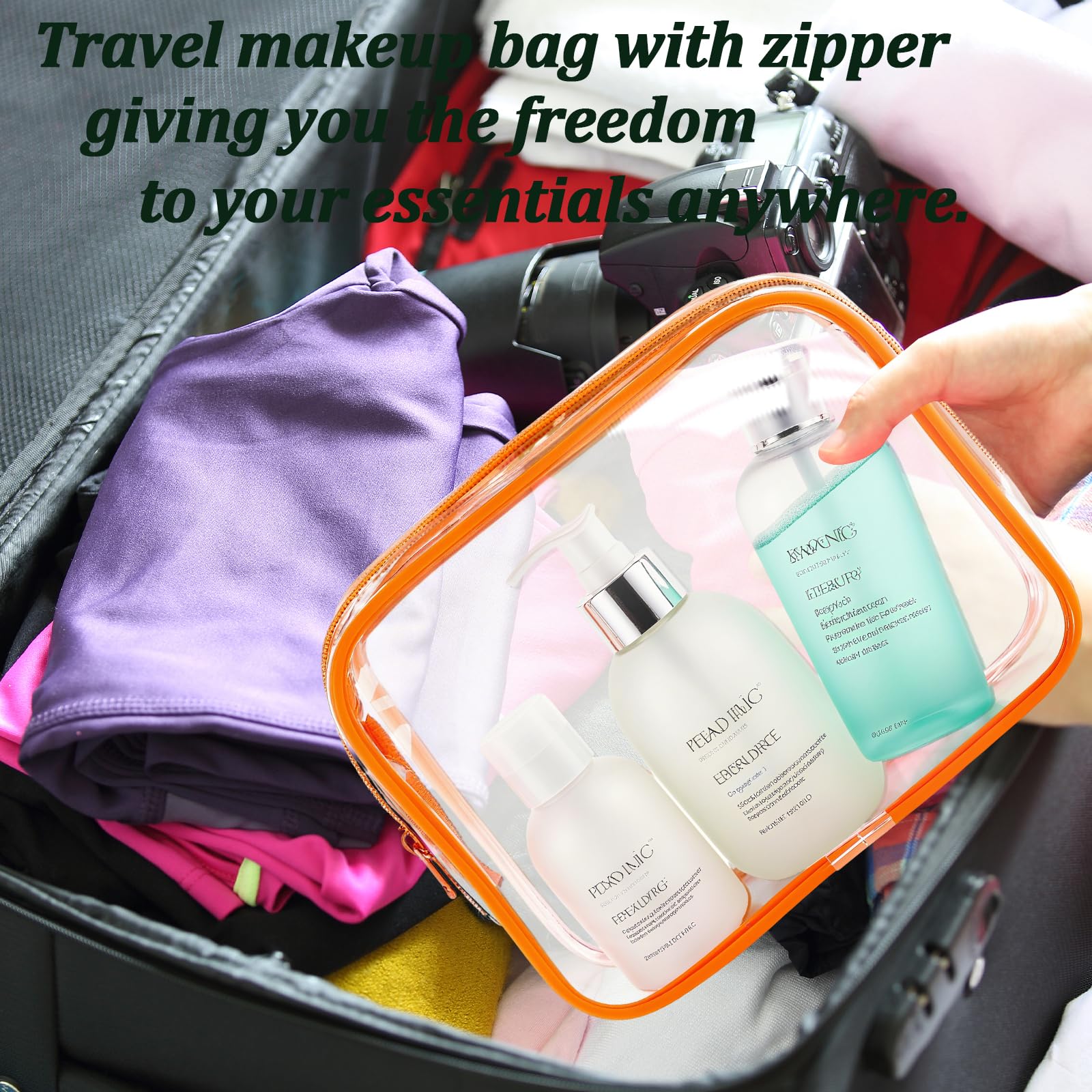 YOQIVEXU pouch holding wet swimsuit and sunscreen illustrating waterproof protection