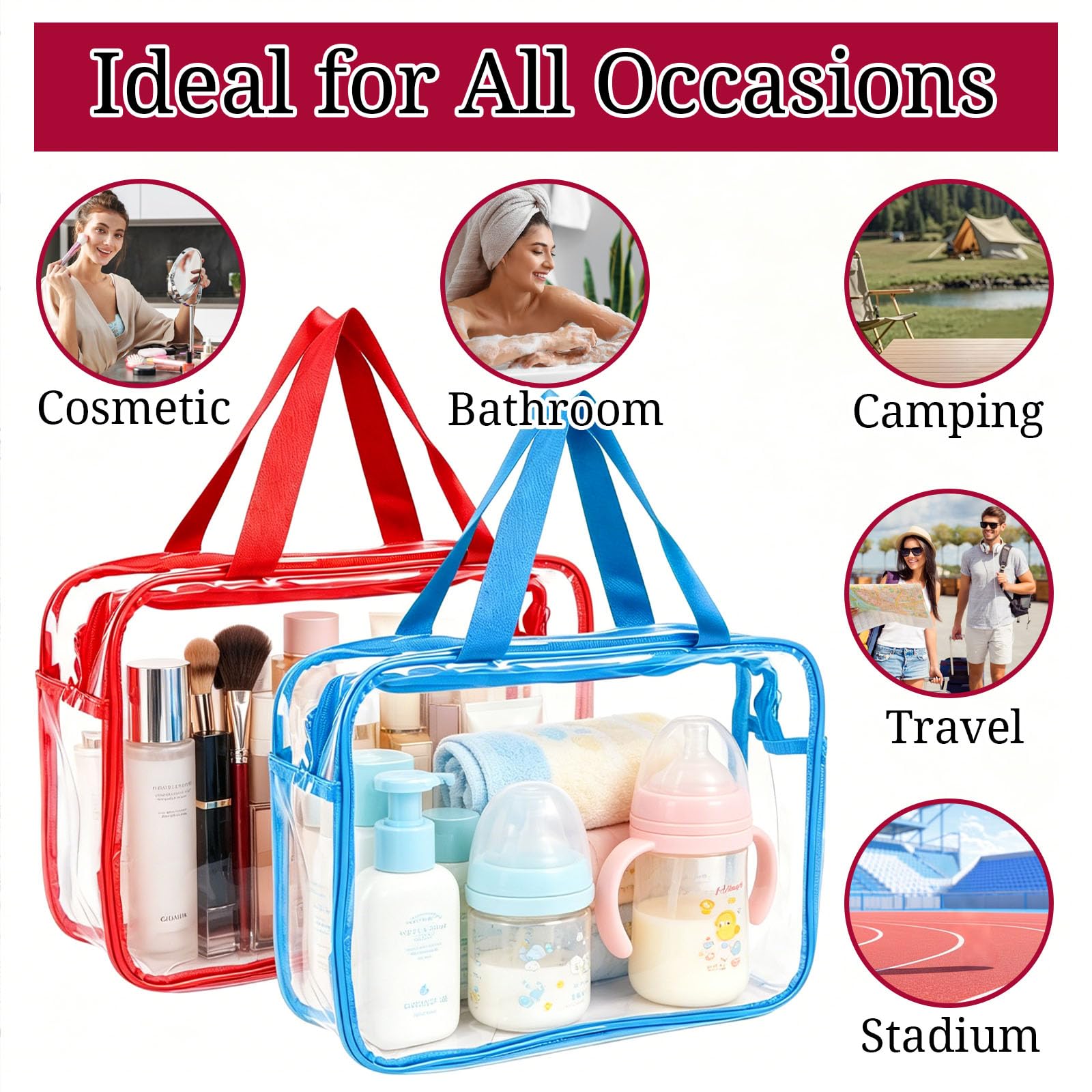YOQIVEXU four bags in red orange blue purple for color-coded organization