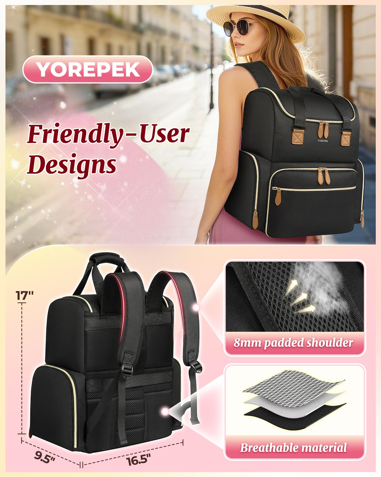 YOREPEK side pocket with brushes and tools organized for access
