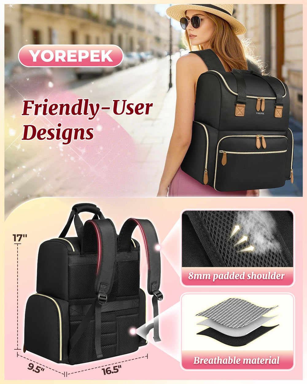 YOREPEK side pocket with brushes and tools organized for access