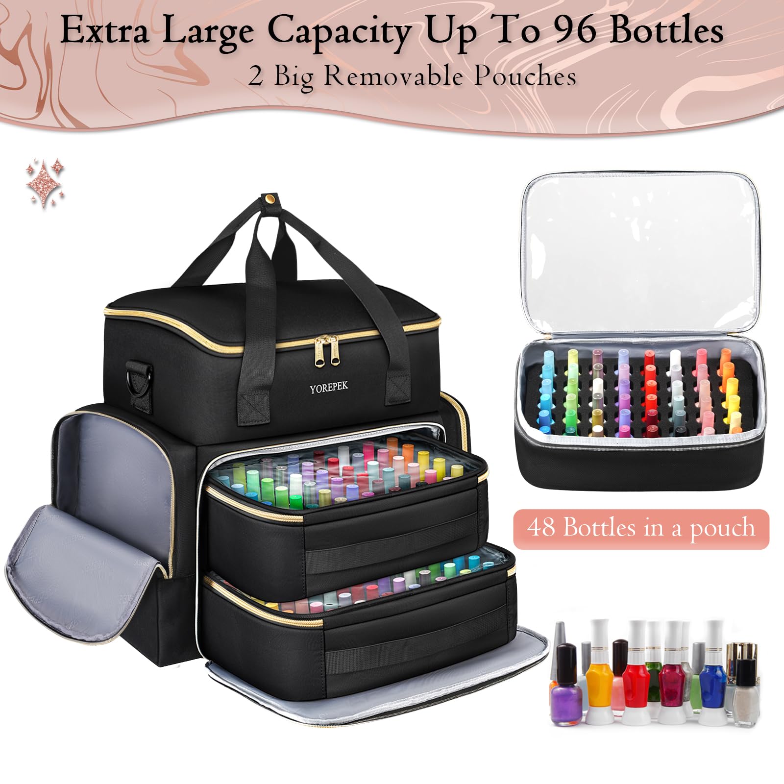 YOREPEK top compartment with lamp showing organized tool storage