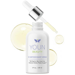 YOUN Beauty front bottle showing vitamin C serum and clean packaging benefit