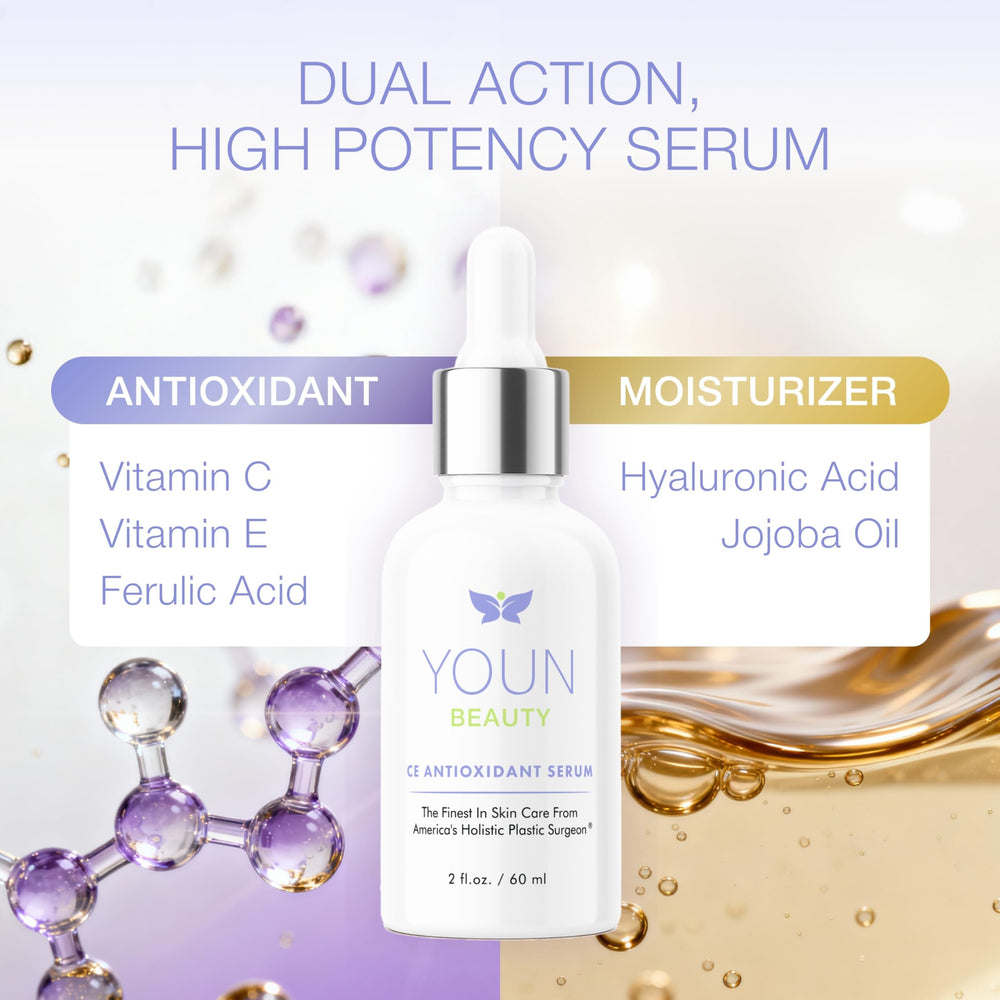 YOUN Beauty ferulic acid and vitamin E ingredients visual boosting antioxidant protection