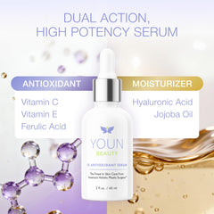 YOUN Beauty ferulic acid and vitamin E ingredients visual boosting antioxidant protection
