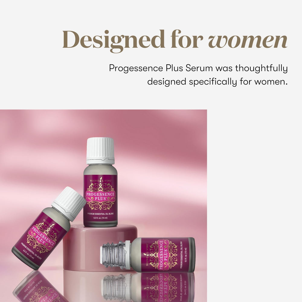 Young Living Progressence dropper and bottle close-up, shows applicator precision