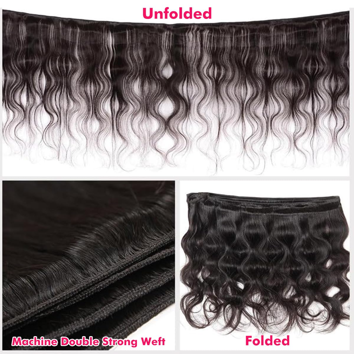 Youngirl bundles in hand demonstrating true-to-length weight and scale