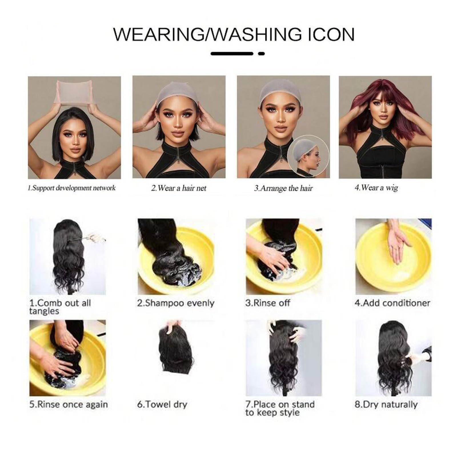 YOUNIGA packaging with included wig cap for ready-to-wear convenience
