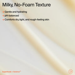 Youth To The People milky texture on fingertip demonstrating soft cleansing hydration