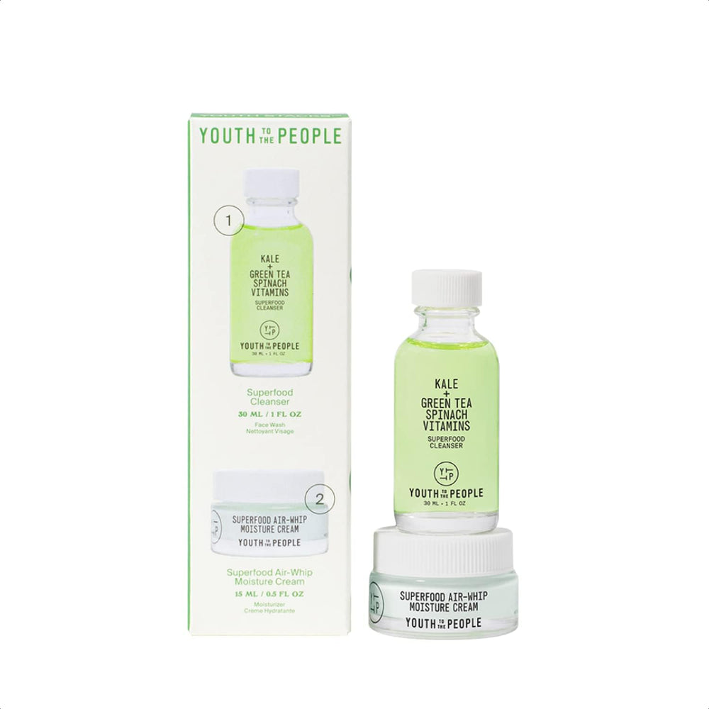 Youth To The People front packaging duo showing travel-friendly set and benefits