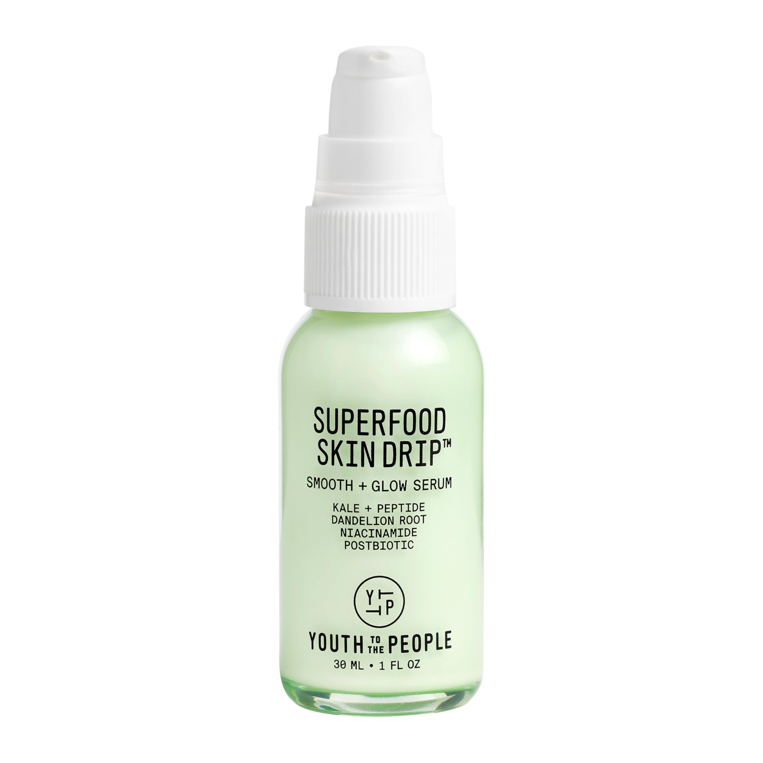 Youth To The People front bottle showing serum packaging and brand benefits