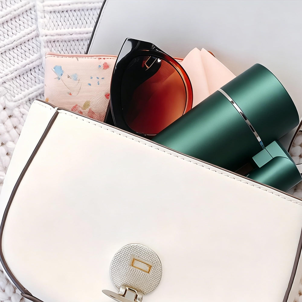 YOZTRS dryer inside travel bag showing space-saving portability