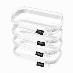 YQBRAO front view of clear hard shell pouch showing contents for quick access