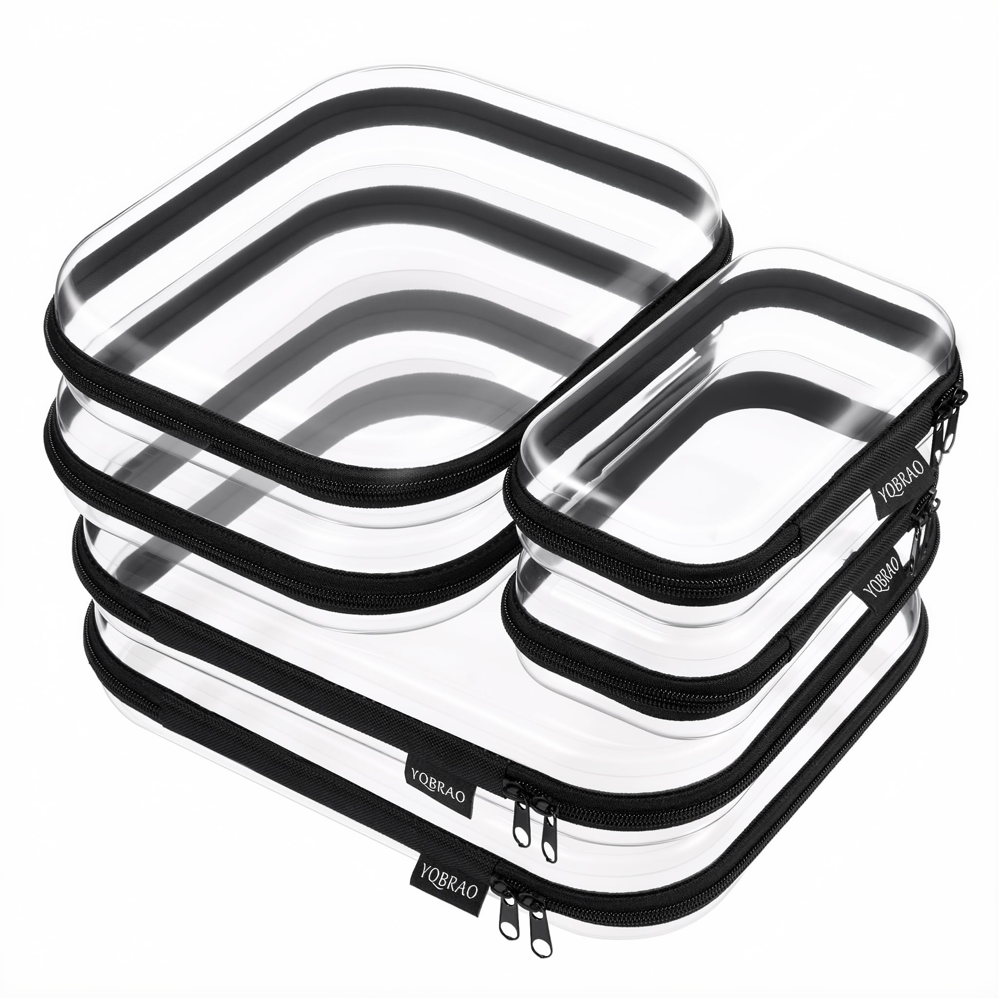 YQBRAO front packaging showing six clear hard shell cases and professional black trim for organized storage