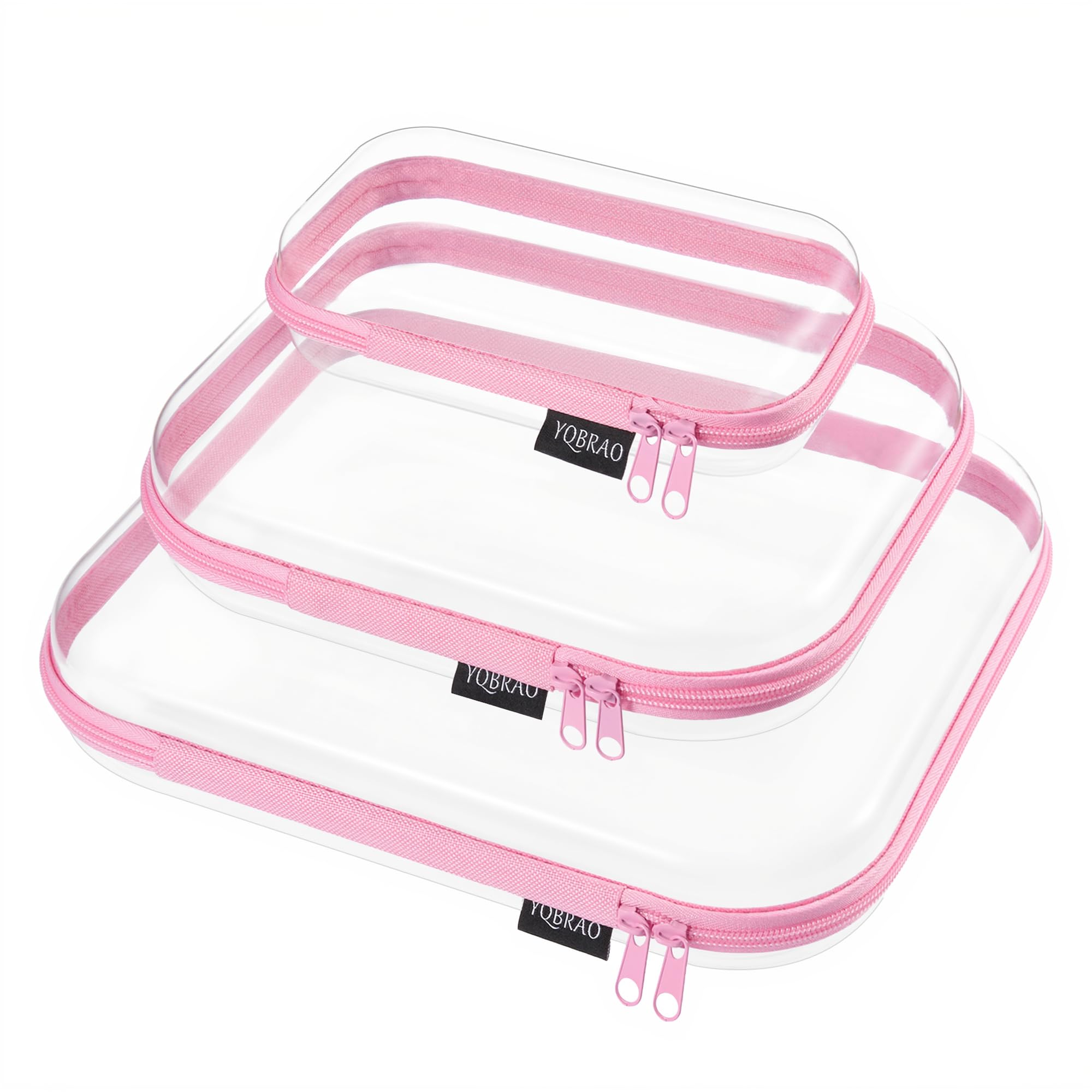 YQBRAO front view of three-piece pink set showing organized storage benefit