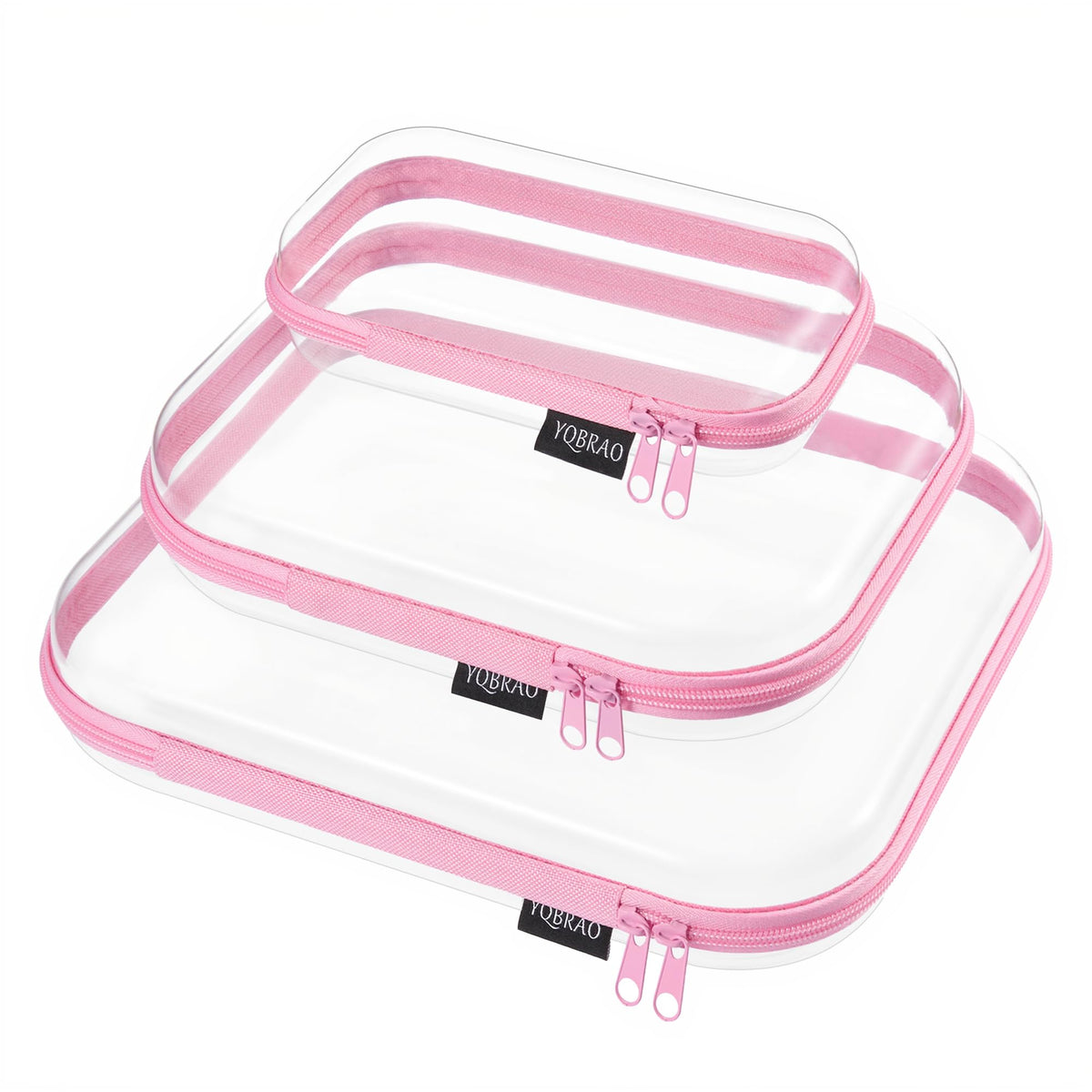 YQBRAO front view of three-piece pink set showing organized storage benefit
