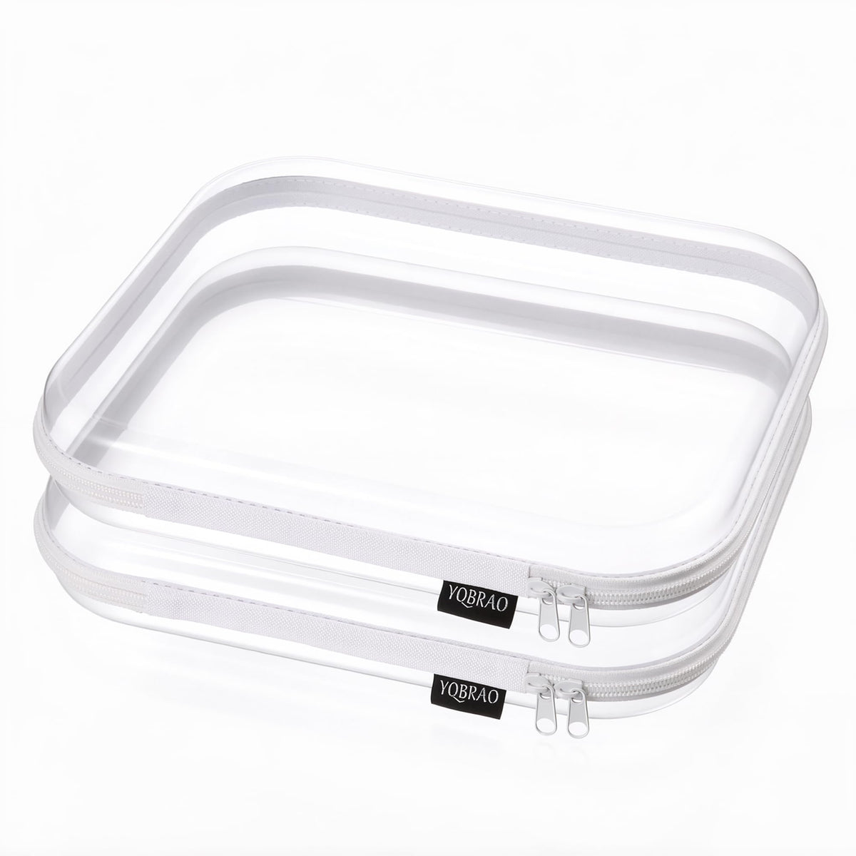 YQBRAO front view of two clear hard shell cases showing large storage
