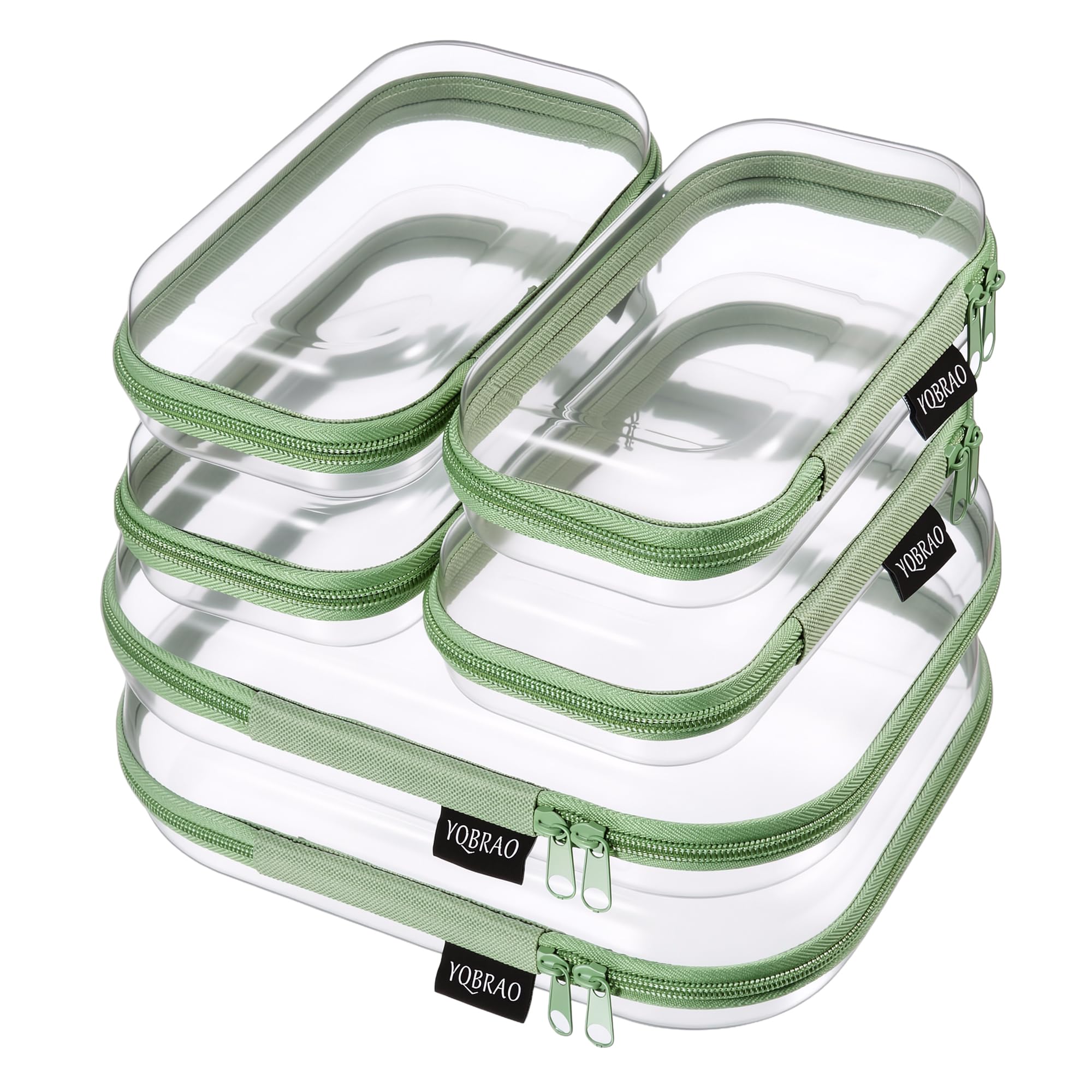 YQBRAO front view of green six-piece clear organizer set for easy identification