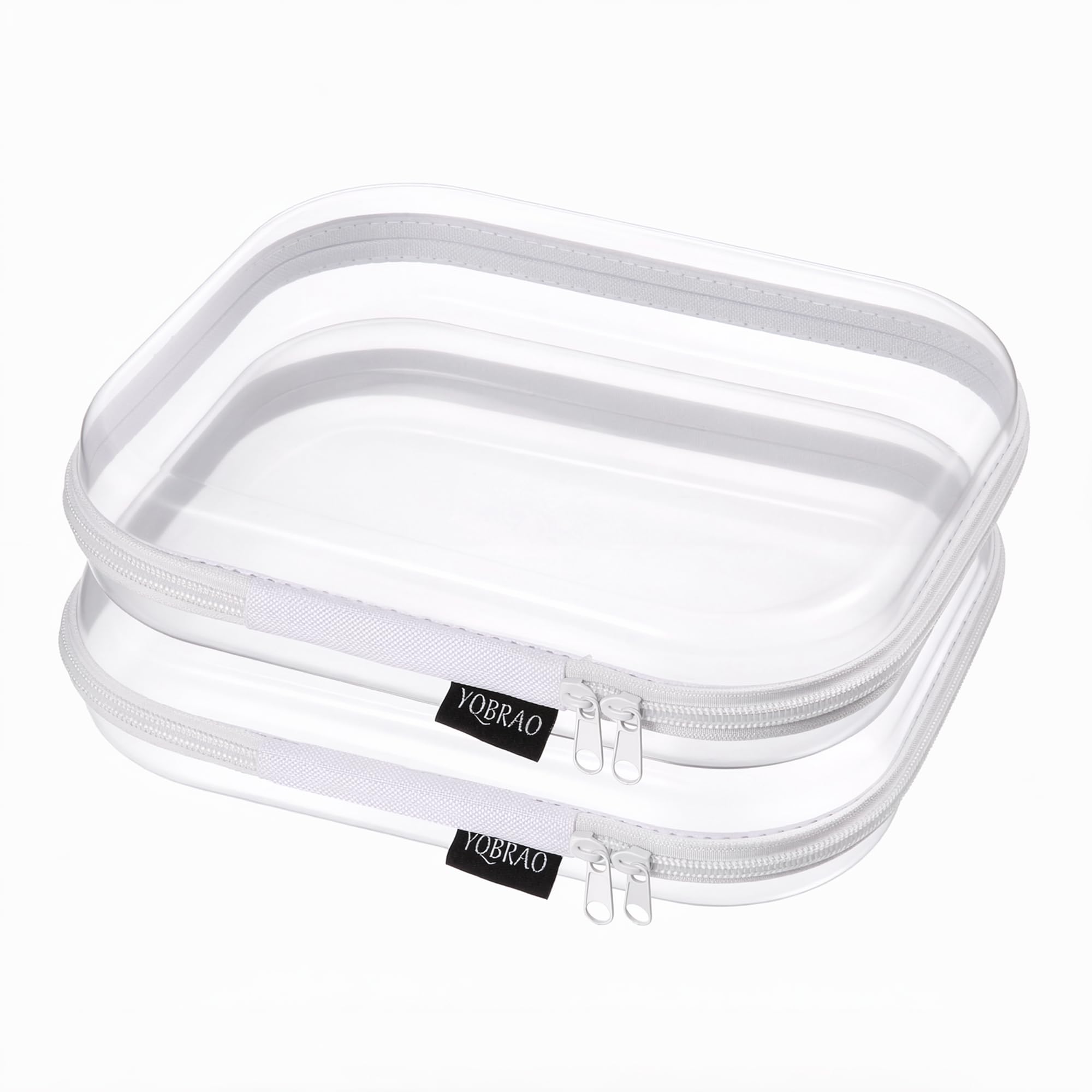 YQBRAO front view of clear hard shell case set showing organized visibility