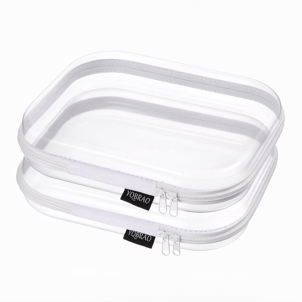 YQBRAO front view of clear hard shell case set showing organized visibility