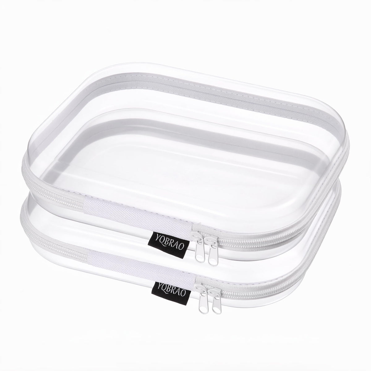 YQBRAO front view of clear hard shell case set showing organized visibility