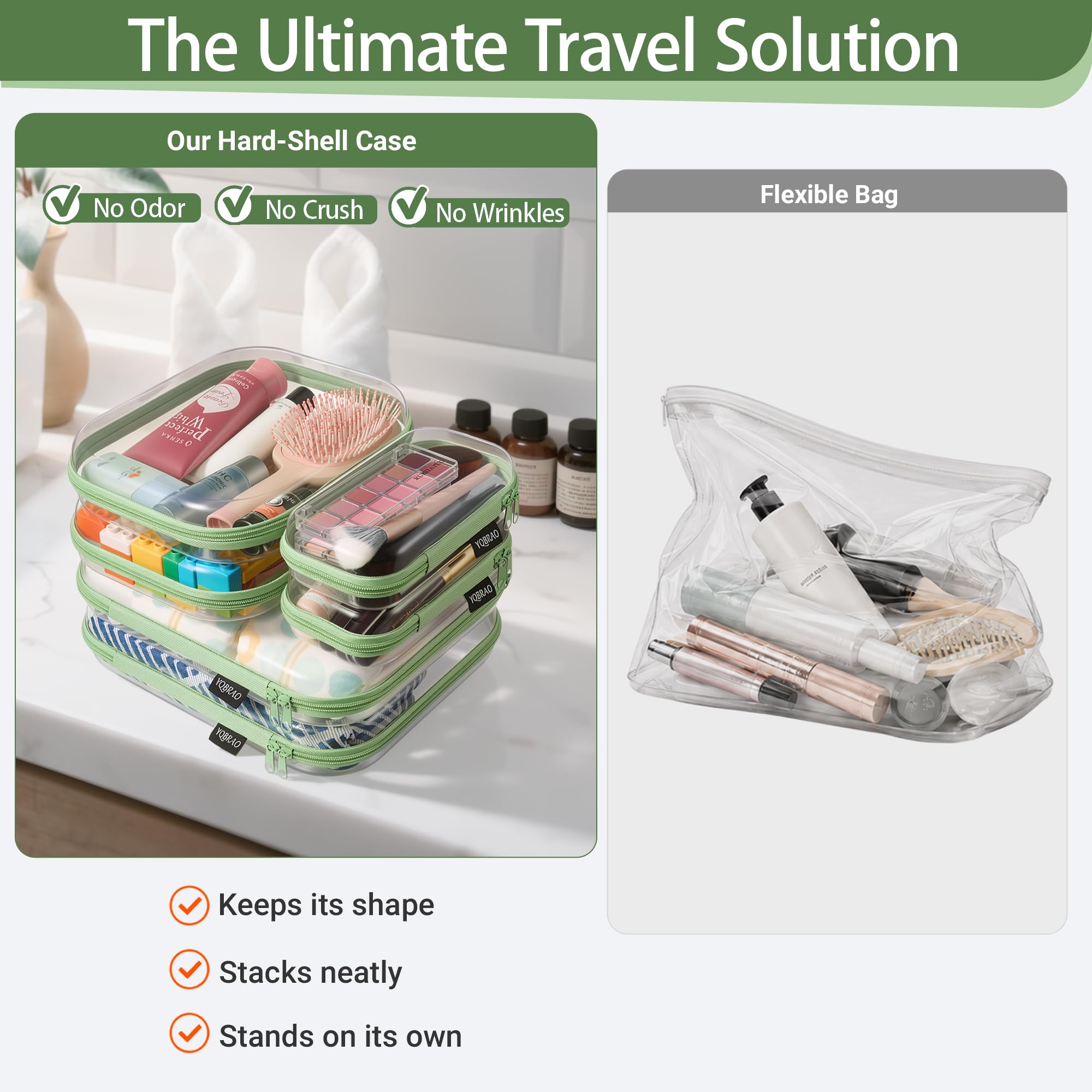 YQBRAO large pouch detail showing rigid shell protecting cosmetics and electronics well