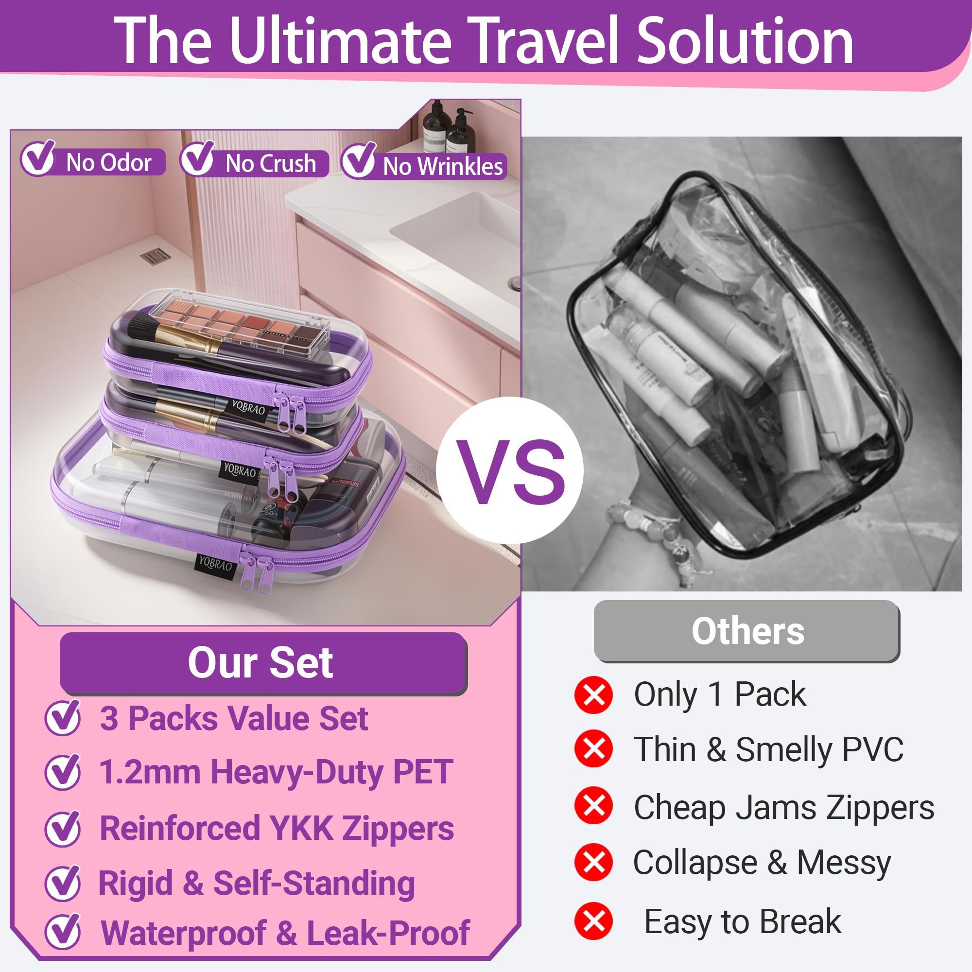 YQBRAO medium case with measurements illustrating size and packing benefit