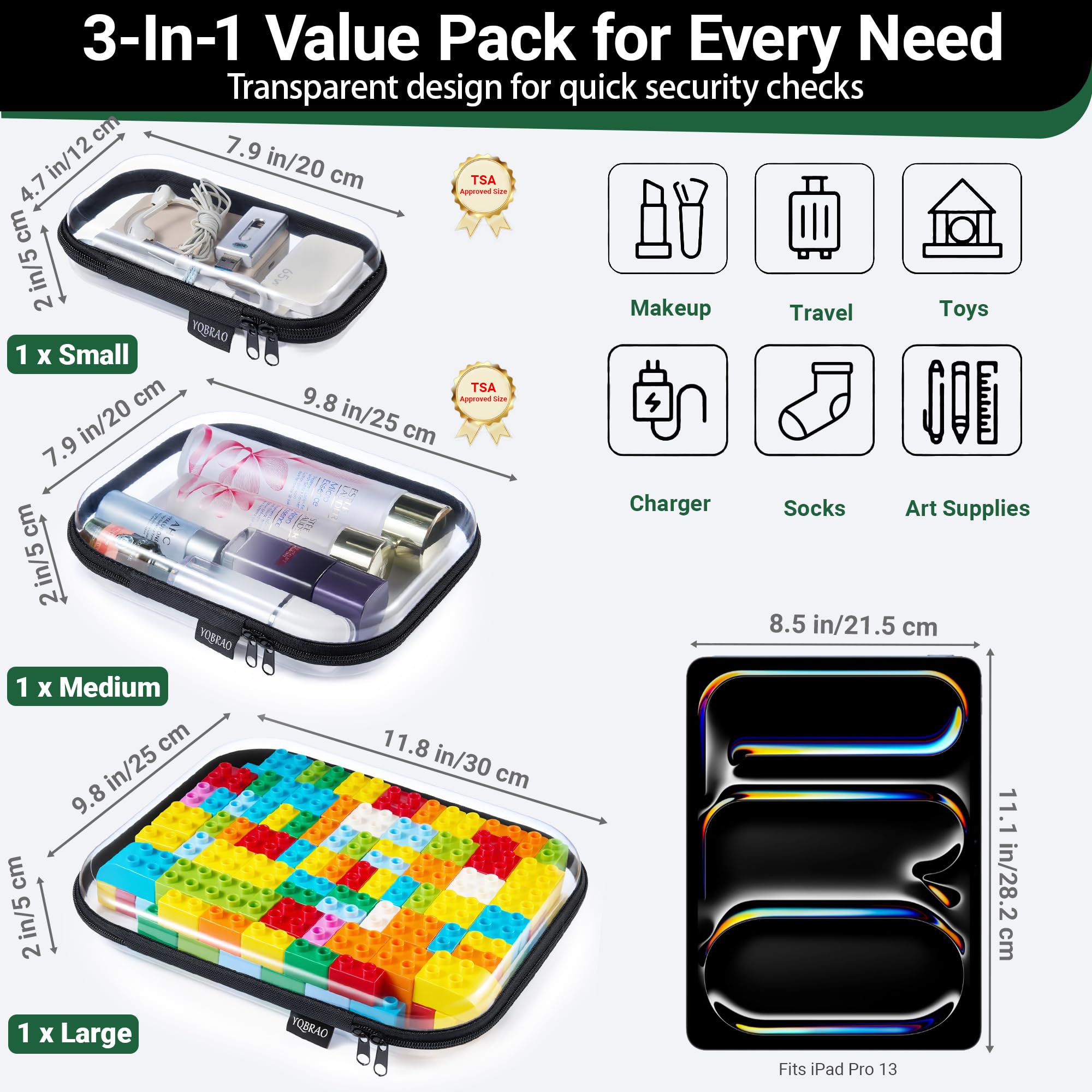 YQBRAO dual zipper detail highlighting easy two-way access and convenience