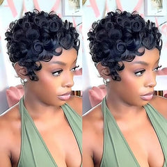 Yrenrea front view pixie wig showing natural silhouette and effortless style