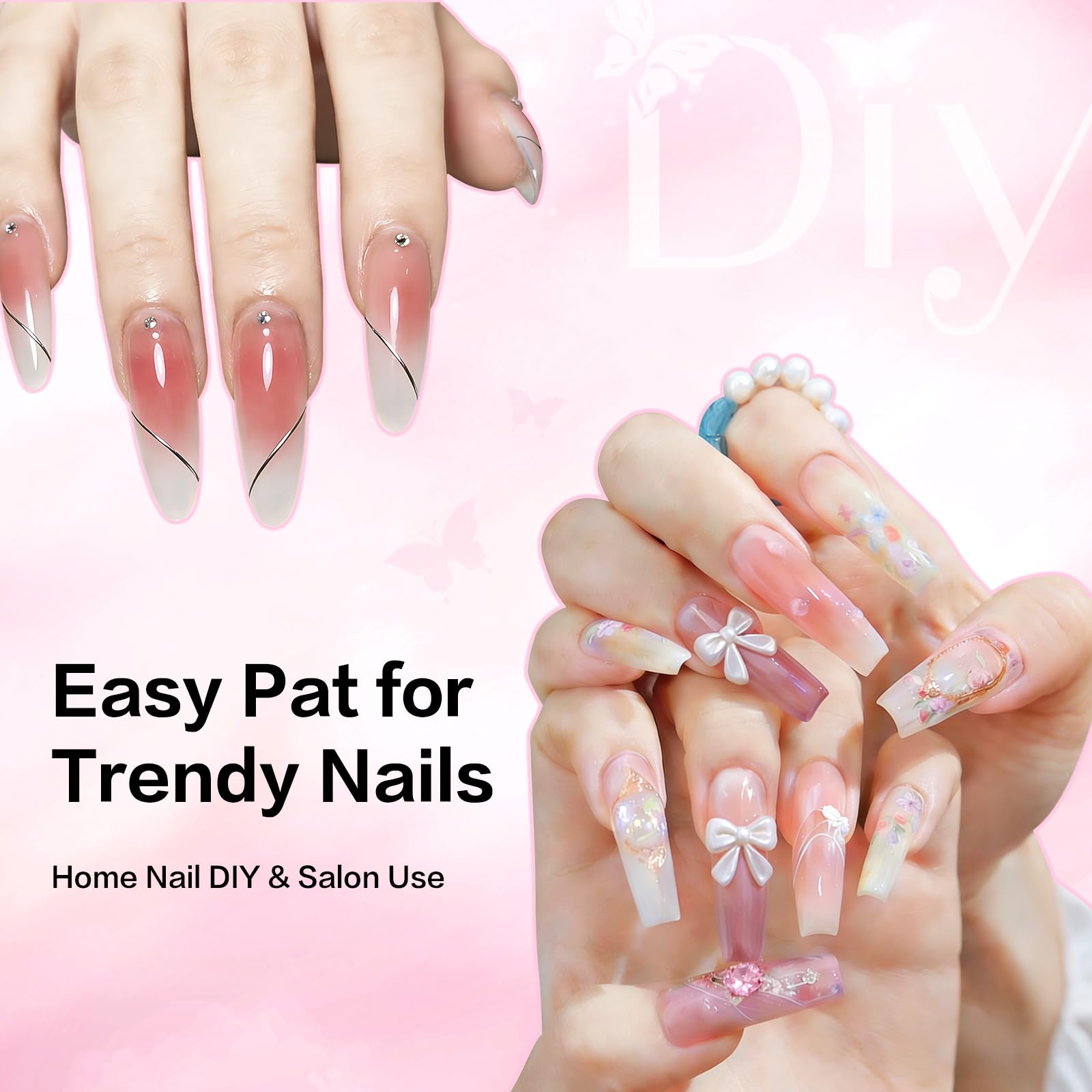 YSC cured nails ombre result displaying glossy finish and blended blush tones