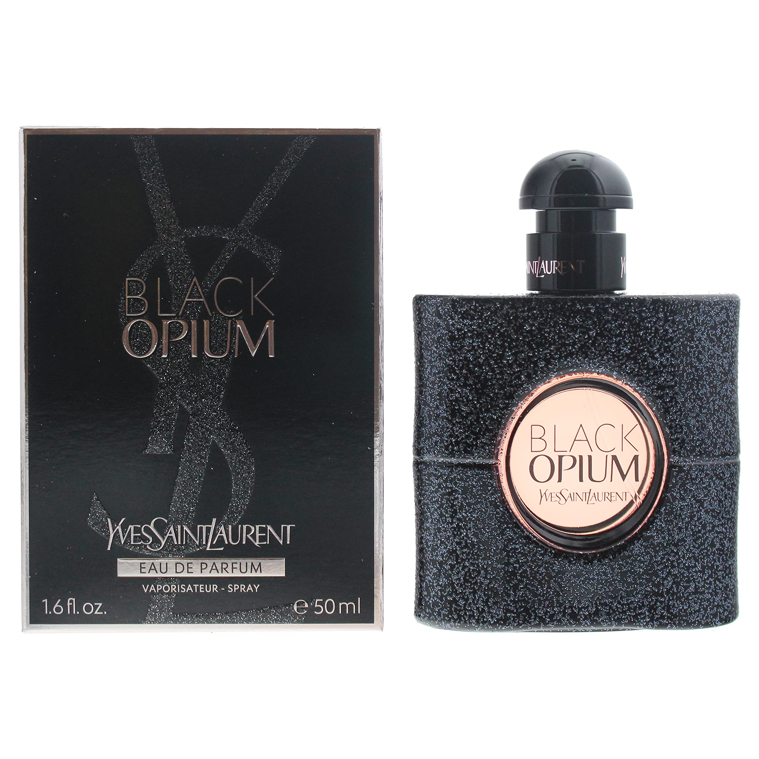 Yves Saint Laurent Black Opium retail box packaging showing compact travel-friendly dimensions