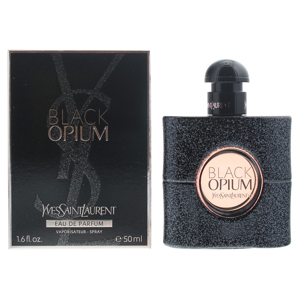 Yves Saint Laurent Black Opium retail box packaging showing compact travel-friendly dimensions